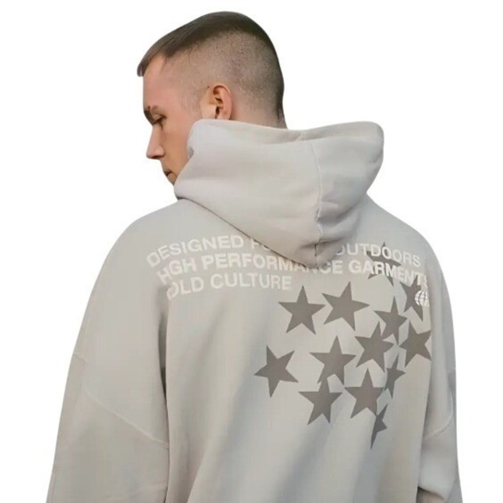 Cold Culture Worldwide | CCW Hoodie Beige Star Graphic Sweatshirt | Size L